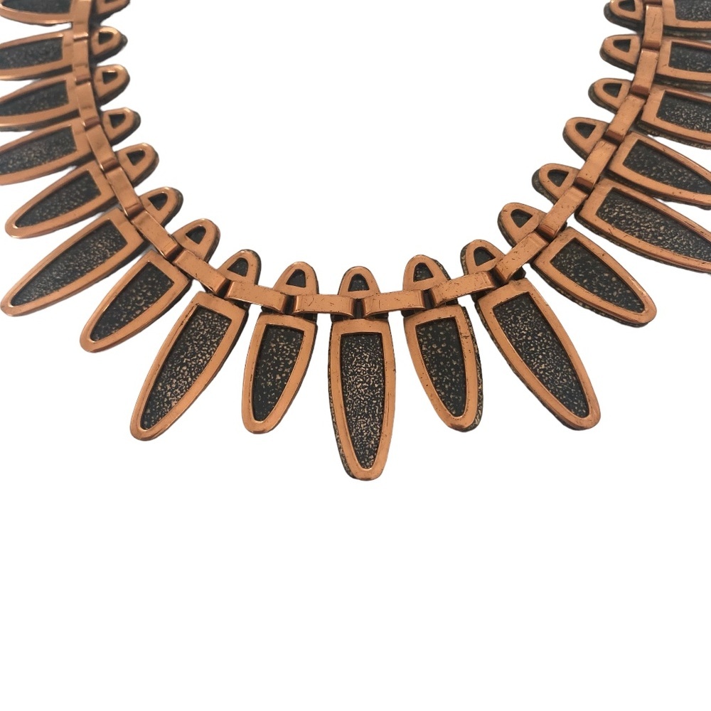 VTG Matisse Renoir copper black enamel necklace MCM mid century Nefertiti - Picture 10 of 10
